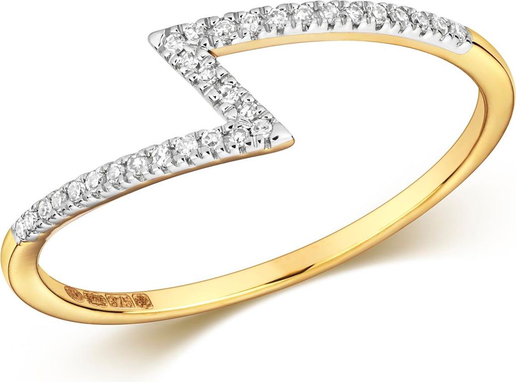 Funkelndes Feuer Modischer 9 Karat (375) Gold Diamant Damenring Brillant-Schliff 0.06 Karat H - I1, 49 (15.6); TRS279689KYRSJ