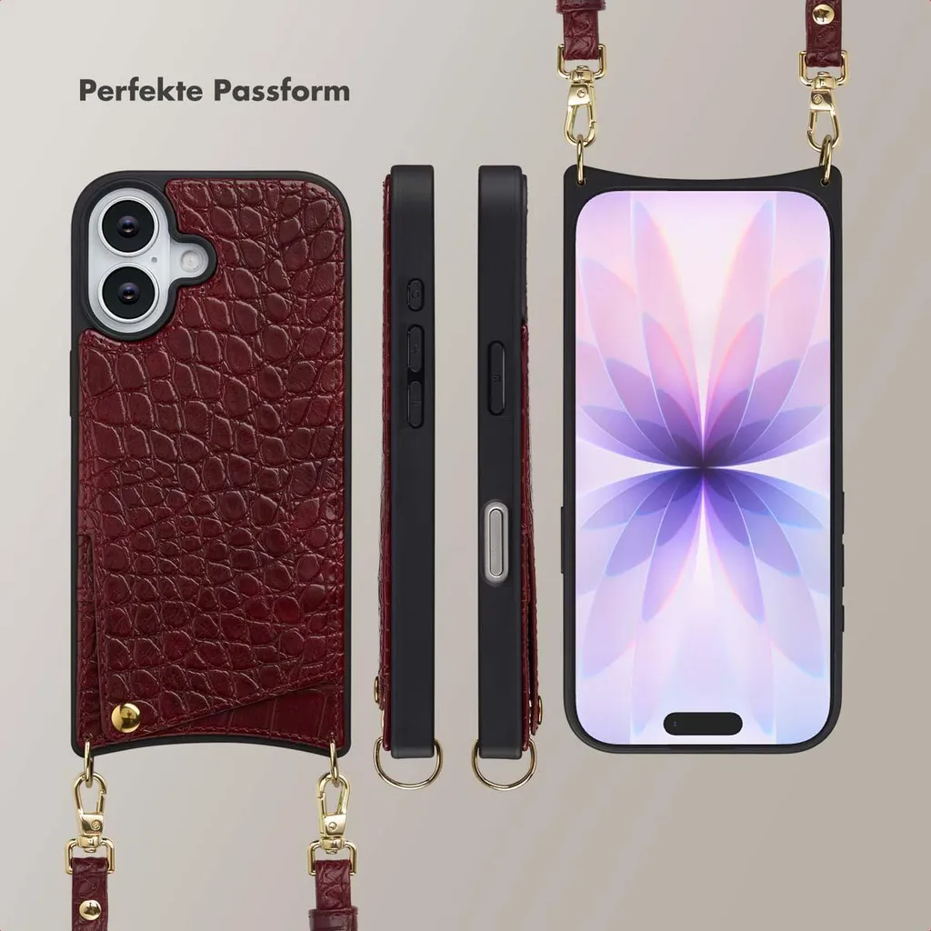 Custodia Professionale iPhone 17 Selencia Nova Croco Borgogna Luxury - 5