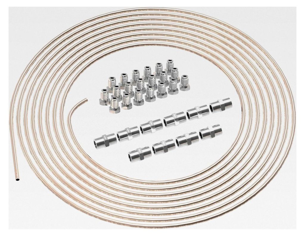 5m Bremsleitung Ø 4,75mm Kunifer mit ABE im Set + 20 Verschraubungen + 10 Verbinder M10 x 1 DIN 74 234 konform Kupfer-Nickel Bremsrohr