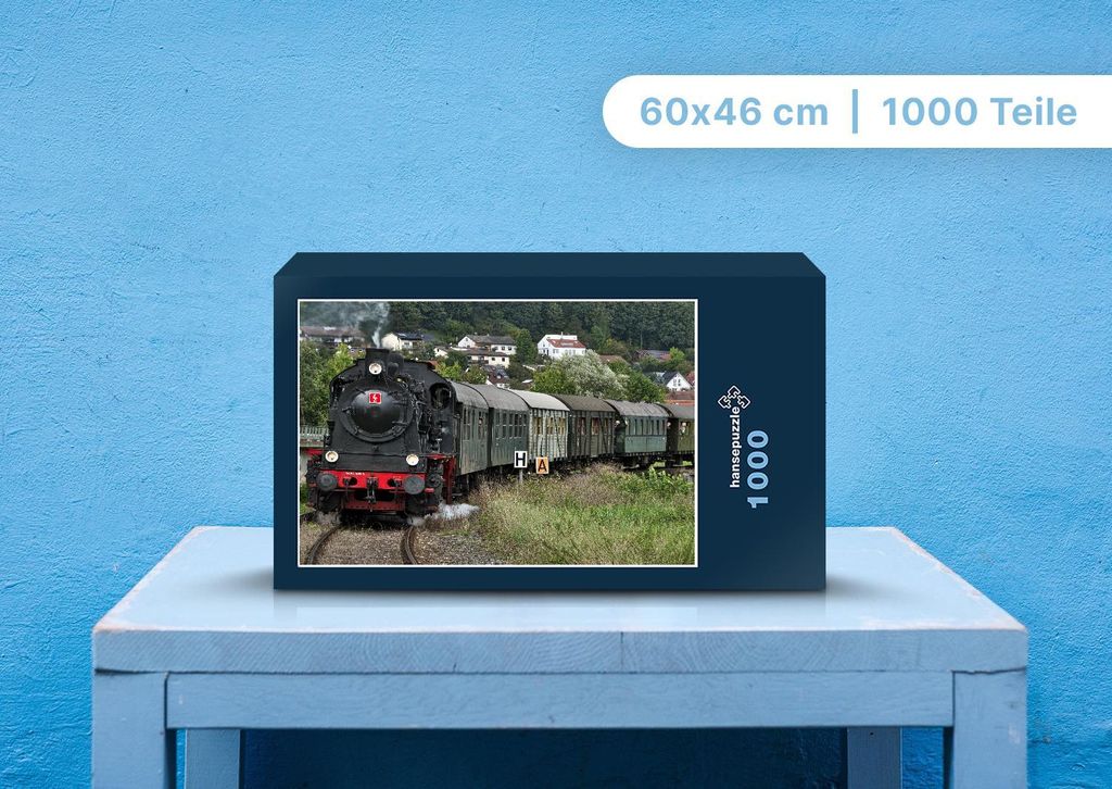 hansepuzzle 108338 - Lokomotive Puzzle, 1000 Teile, Fortbewegung, 60,0 x 46,0cm mit hochwertiger Aufbewahrung, Kartonbox & Beutel