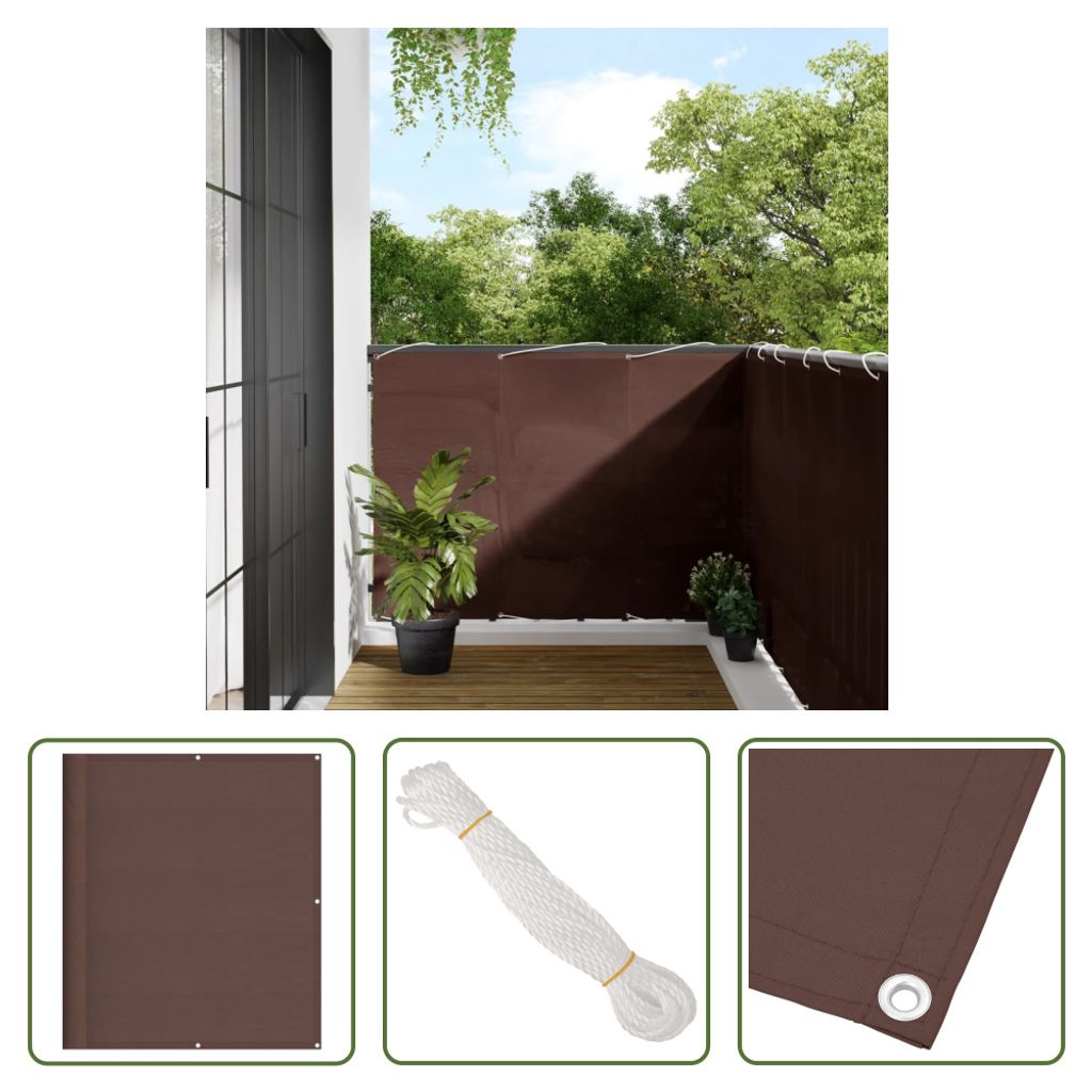 The Living Store Balkon-Sichtschutz Braun 120x800 cm 100 % Polyester-Oxford