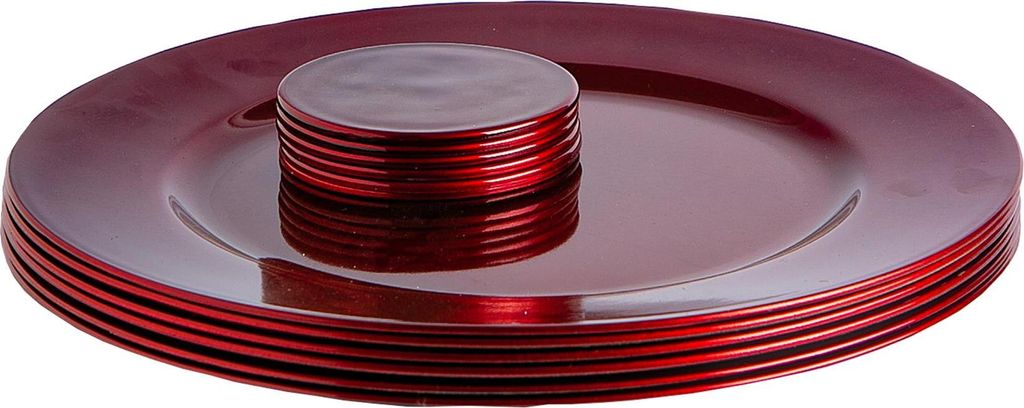 Argon Ta 12-teiliges Metallic-Platzteller-Set – Dunkelrot