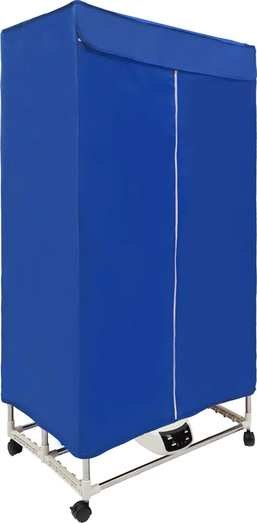 Sèche-linge électrique pliable bleu avec roulettes et timer 70x50x150cm - 5