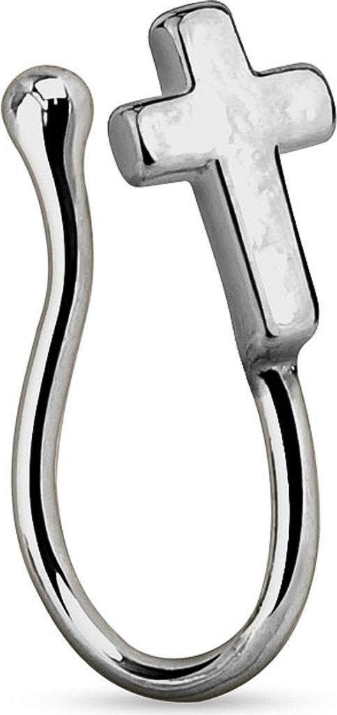 Nasenpiercing Nasenring Fake Piercing Kreuz Cross Nasenclip None Clip On Stecker
