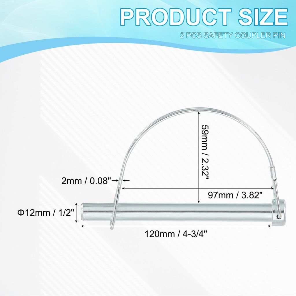 2 Stš¹ck Stahl Verzinken Klappsplinte 12mm Durchmesser, 120mm L?nge D Form Rohrklappsplinte mit Rastverschluss Sicherungsbolzen fš¹r Anh?nger B...
