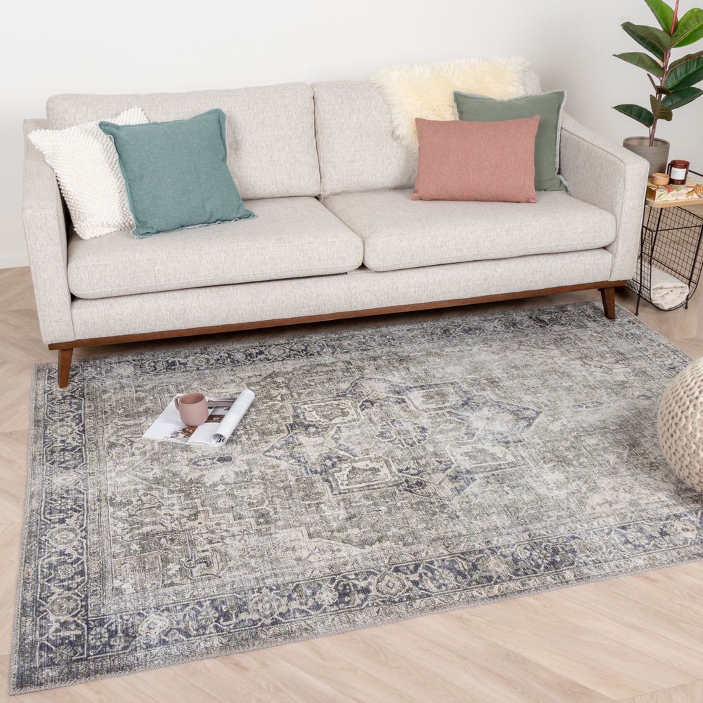 Volero - Teppich Vintage - Lugan Grün Grau - 200x290 cm - Wohnzimmer, Esszimmer, Schlafzimmer - Klassik, Industrielle, Modern, Orientalisch