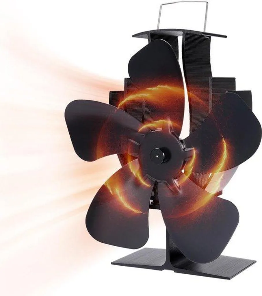 Ventilateur pour poêle à bois sans électricité démarrage 50°C noir