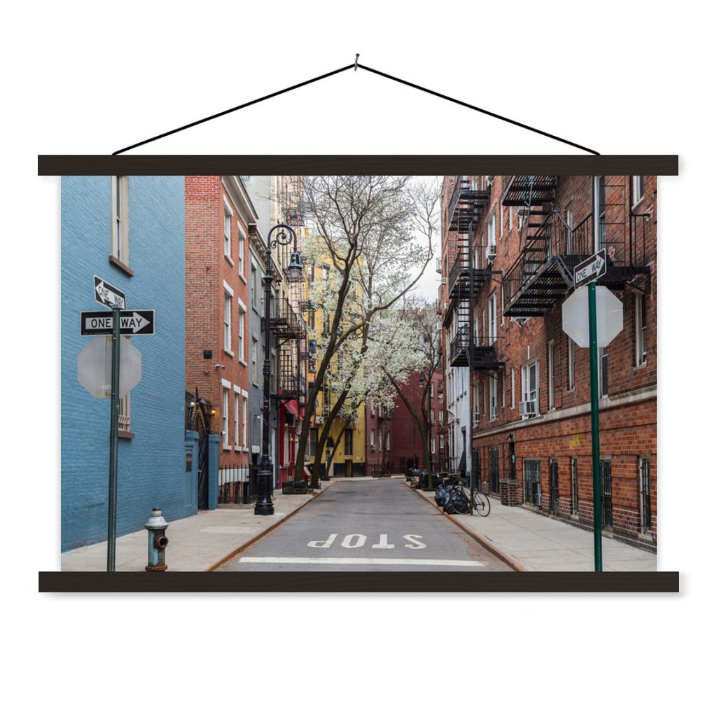 MuchoWow Textilposter New York - Amerika - NYC 60x40 cm mit schwarzem Rahmen - Hölzernes