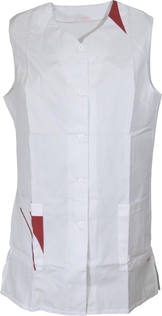 Langkasack Schwesternkasack Kasack Kittel Schürze weiß Bw./Pol., Größe:36