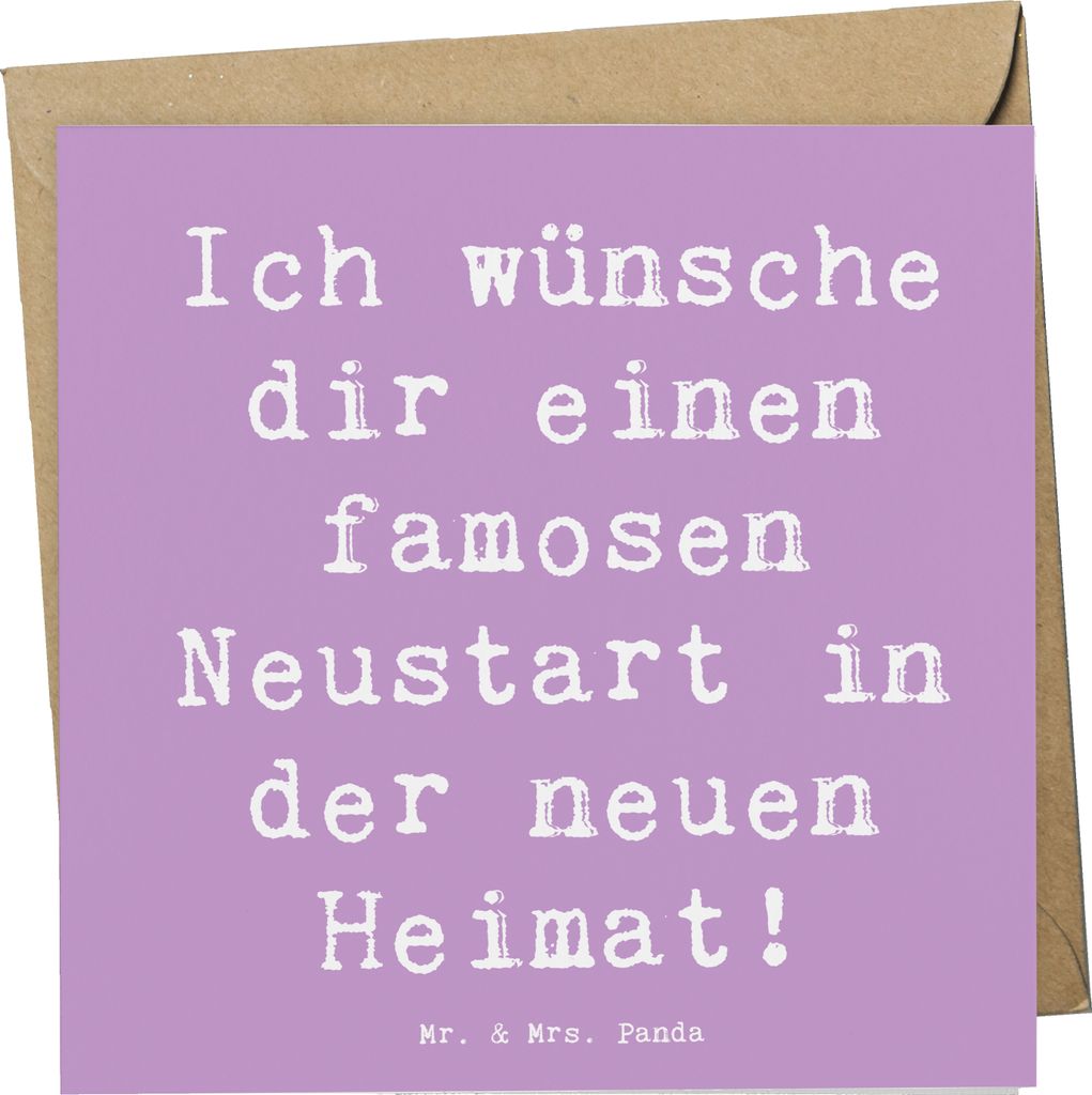 Mr. & Mrs. Panda Glückwunschkarte Spruch Neustart Umzug - Lavendeltraum - Geschenk, positive Zukunft, faltkarte, Unterstützung, neue Kapitel, Tro...