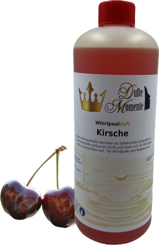 Dufte Momente | Whirlpool Duft 1 Liter Kirsche | mit naturreinen und natürlichen ätherischen Ölen | kein Schaum | vegan und ohne Tierversuche