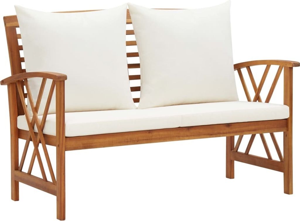 Gartenbank mit Kissen 119 cm Massivholz Akazie