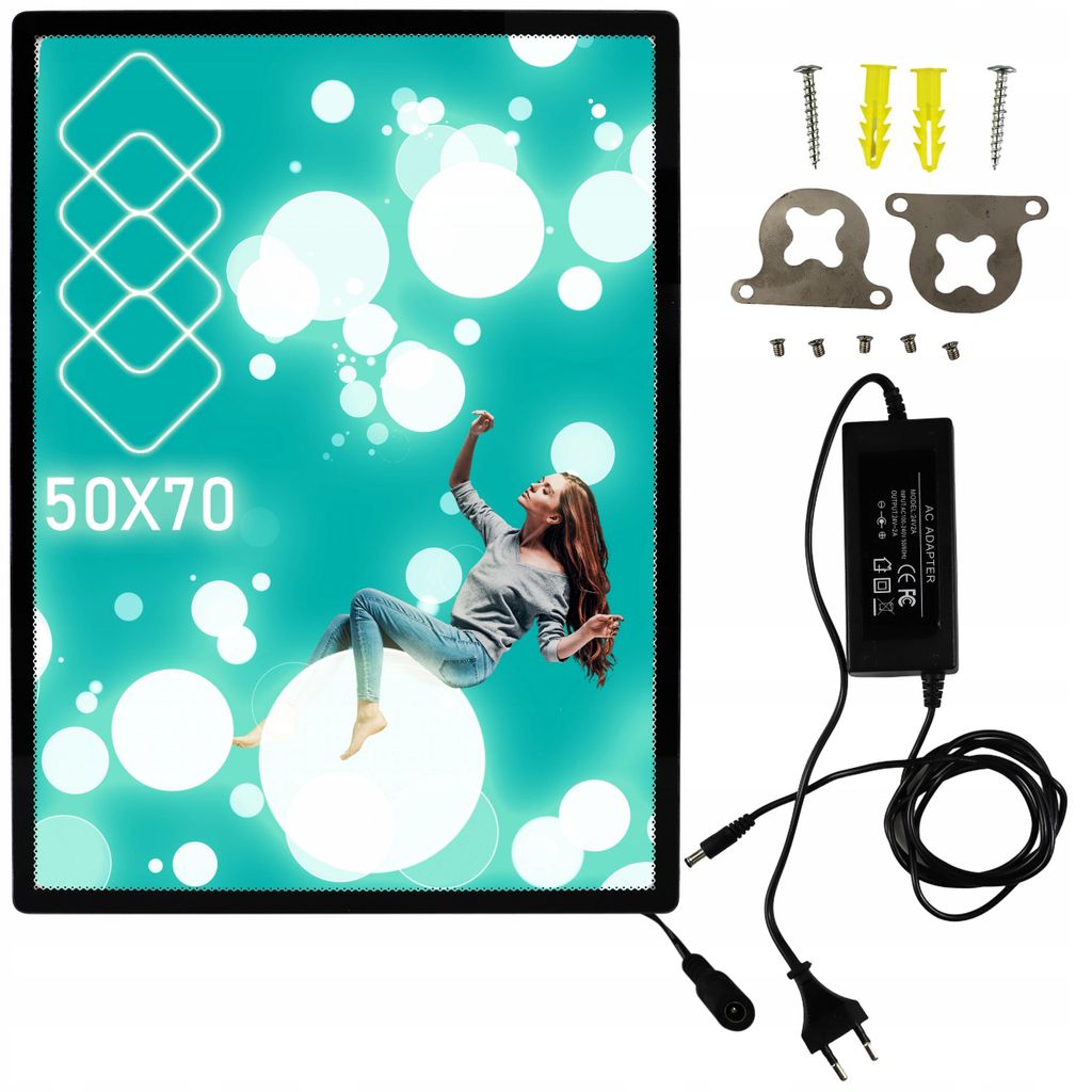 Leuchtrahmen B2 50x70 LED Rahmen Schwarz Posterrahmen Produktbild 
