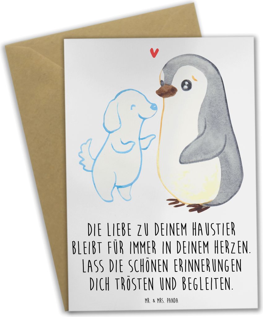 Mr. & Mrs. Panda Grußkarte Trauerbewältigung Haustierverlust - Weiß - Geschenk, Verlust Haustier, für immer in deinem Herzen, Stärke, vatertag...