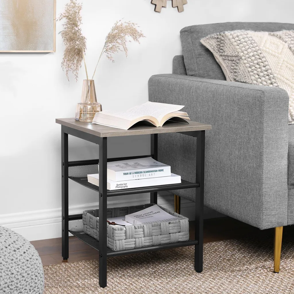 Table d'appoint gain de place grise et noire pour petits espaces