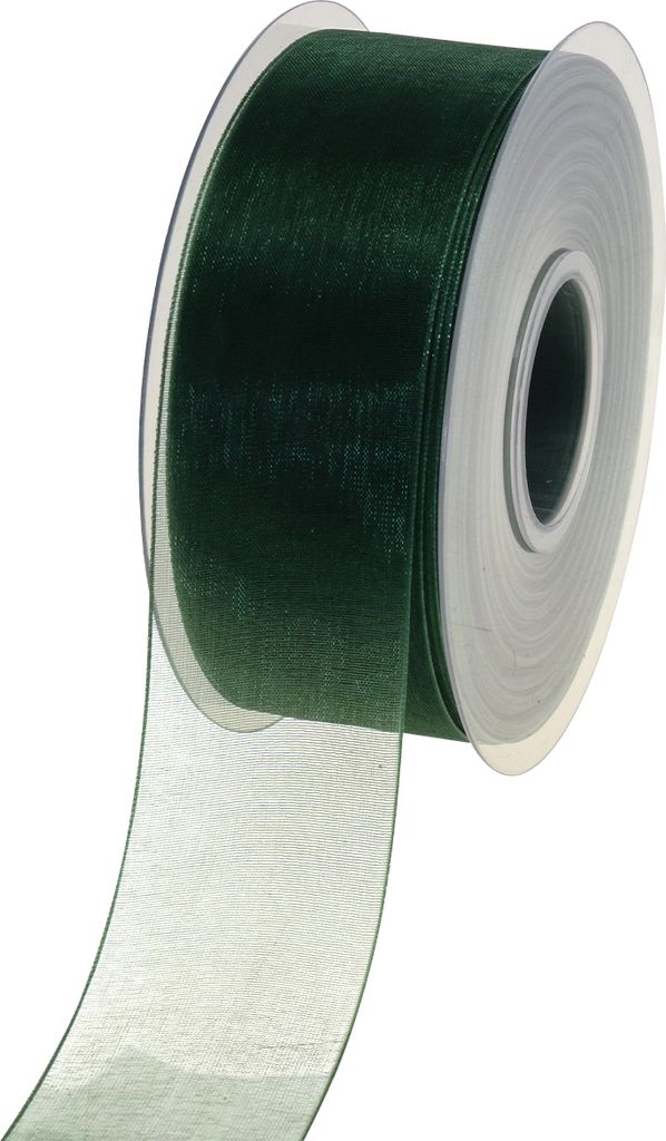 Organzaband Grün 40mm x 50m Deko Geschenkband Tannengrün