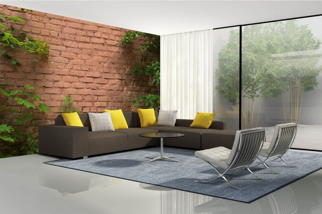 Vlies Fototapete BEWACHSENE BACKSTEINMAUER 375 x 250 cm (inkl. Kleister) - Vlies Tapete, Wandtapete, Wandbilder - Tapete für Wohnzimmer Schlafzimm...