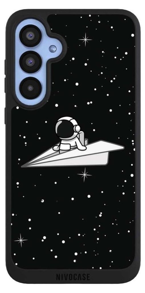 NIVOCASE Handyhülle für Samsung Galaxy A55 5G Hülle NIVOpure Case Schwarz Astronaut Comic Papier