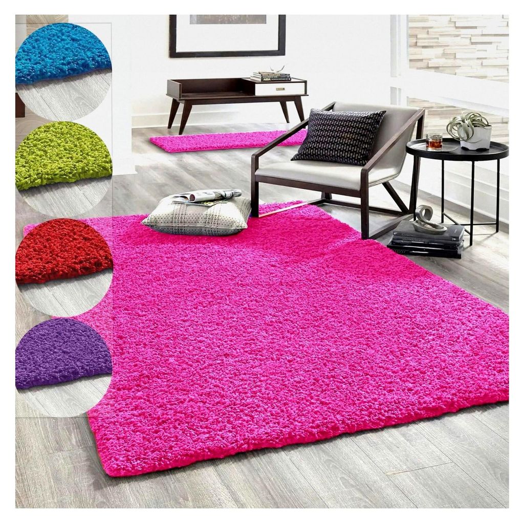 Hochflor Teppich Prime Shaggy Langflor Rund, Farbe: Pink, Maße: Ø 120 cm