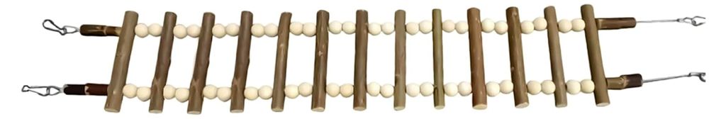 Vogelleiter aus Holz mit Schaukel und Haken für Kletterkäfige Spielzeug für Nymphensittiche, Aras, Finken, Hamster, Frettchen und Zuckergleiter