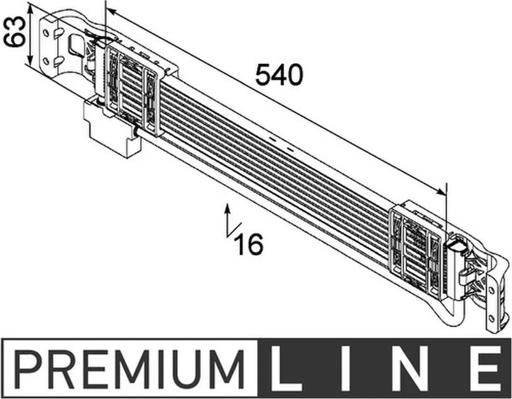 Refroidisseur d'huile à ailettes soudées 540 x 63 mm pour moteur VW