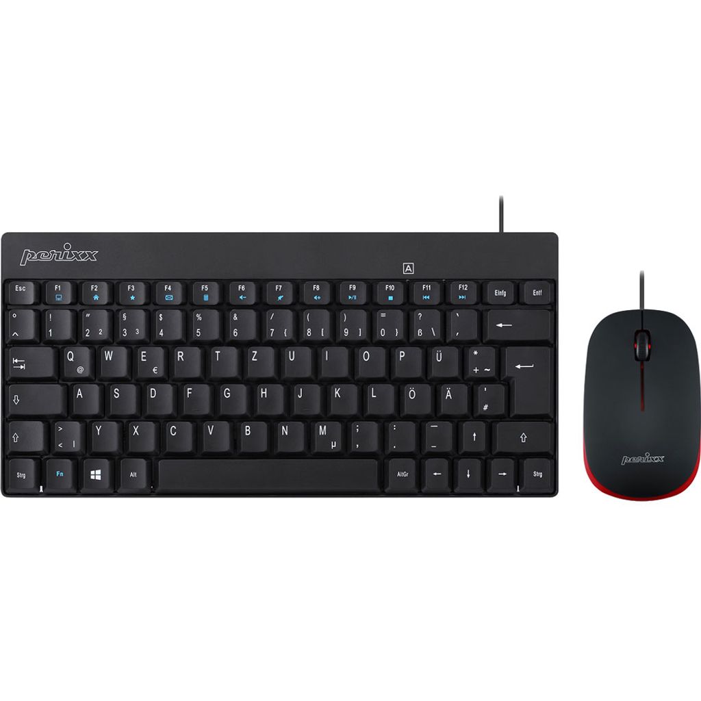 Perixx PERIDUO-212 USB Keyboard and mouse set German, QWERTZ Black, Red
