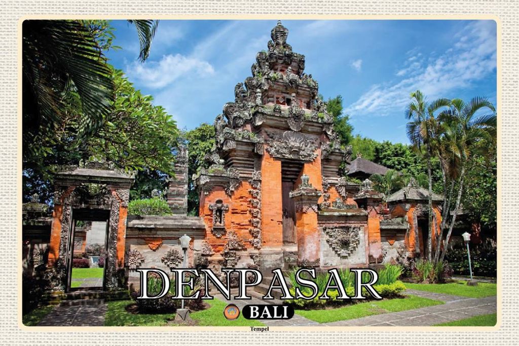 vianmo Holzschild 12x18 cm Bali DENPASAR Tempel Bildmotiv Reisemotiv Abenteuer Reisen