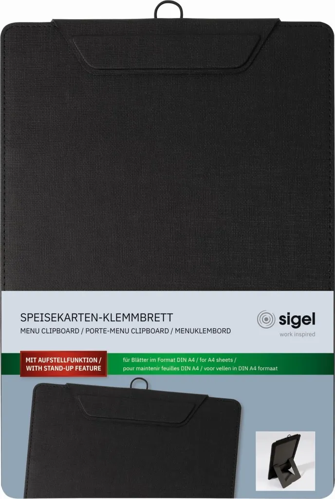 Planchette porte-menu A4 noire anti-glisse - Fini les cartes qui s'abîment