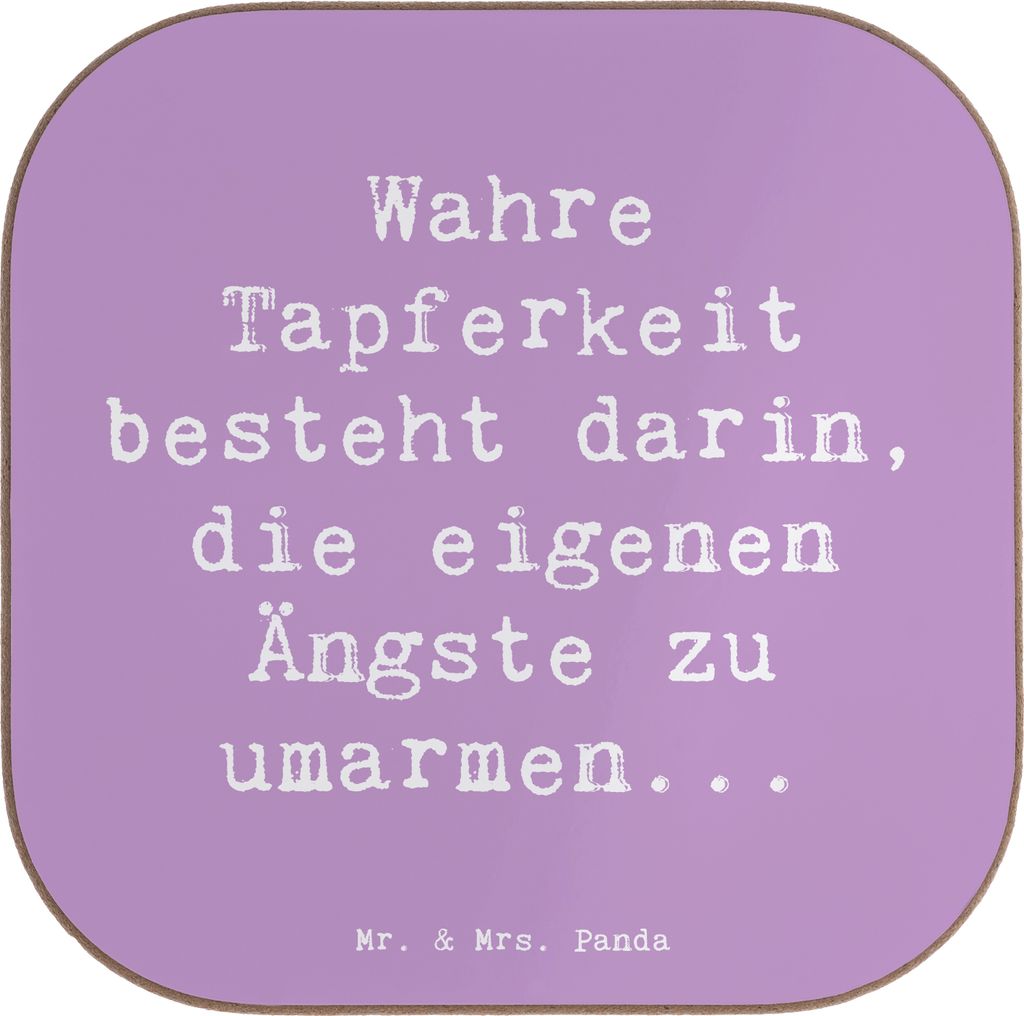 Mr. & Mrs. Panda Tischuntersetzer Spruch Tapferkeit Umarmung - Lavendeltraum - Geschenk, Motivation, Ängste umarmen, Wahre, Überwindung, Unterset...