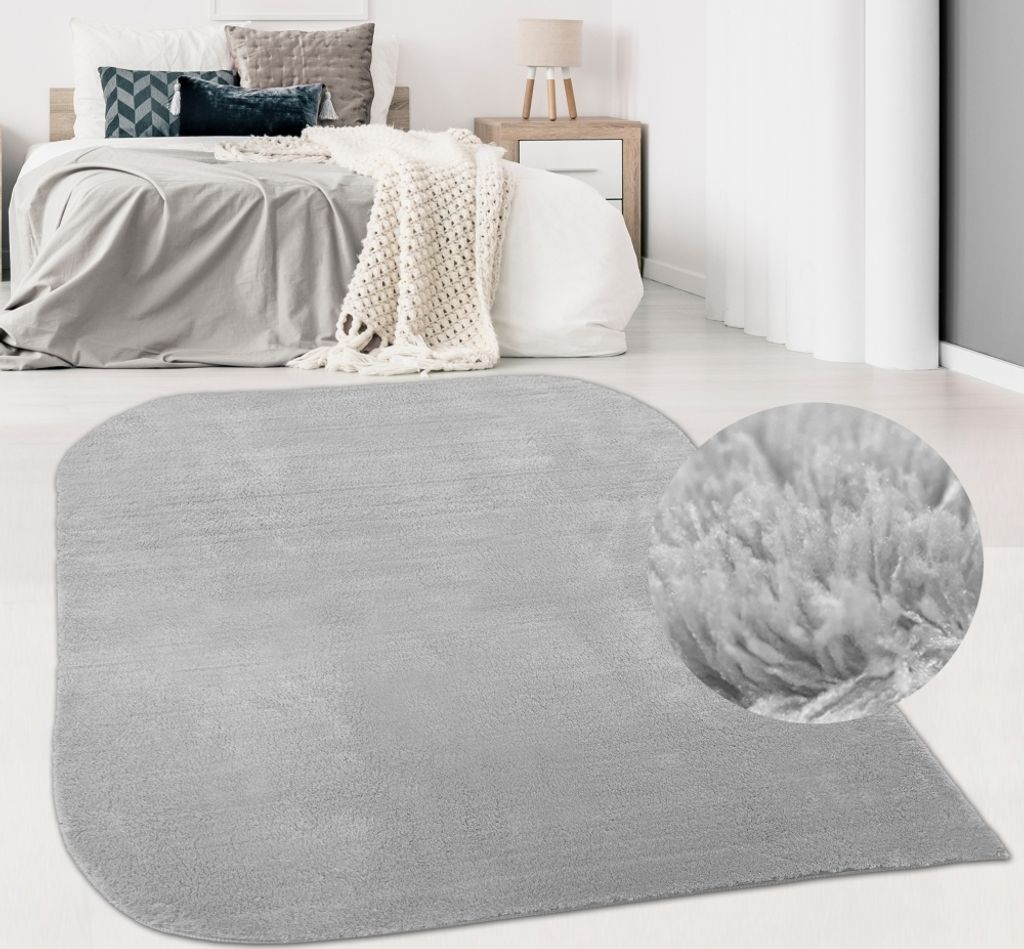 Softer uni Teppich | abgerundeten Ecken | in grau Größe - 120 x 170 cm