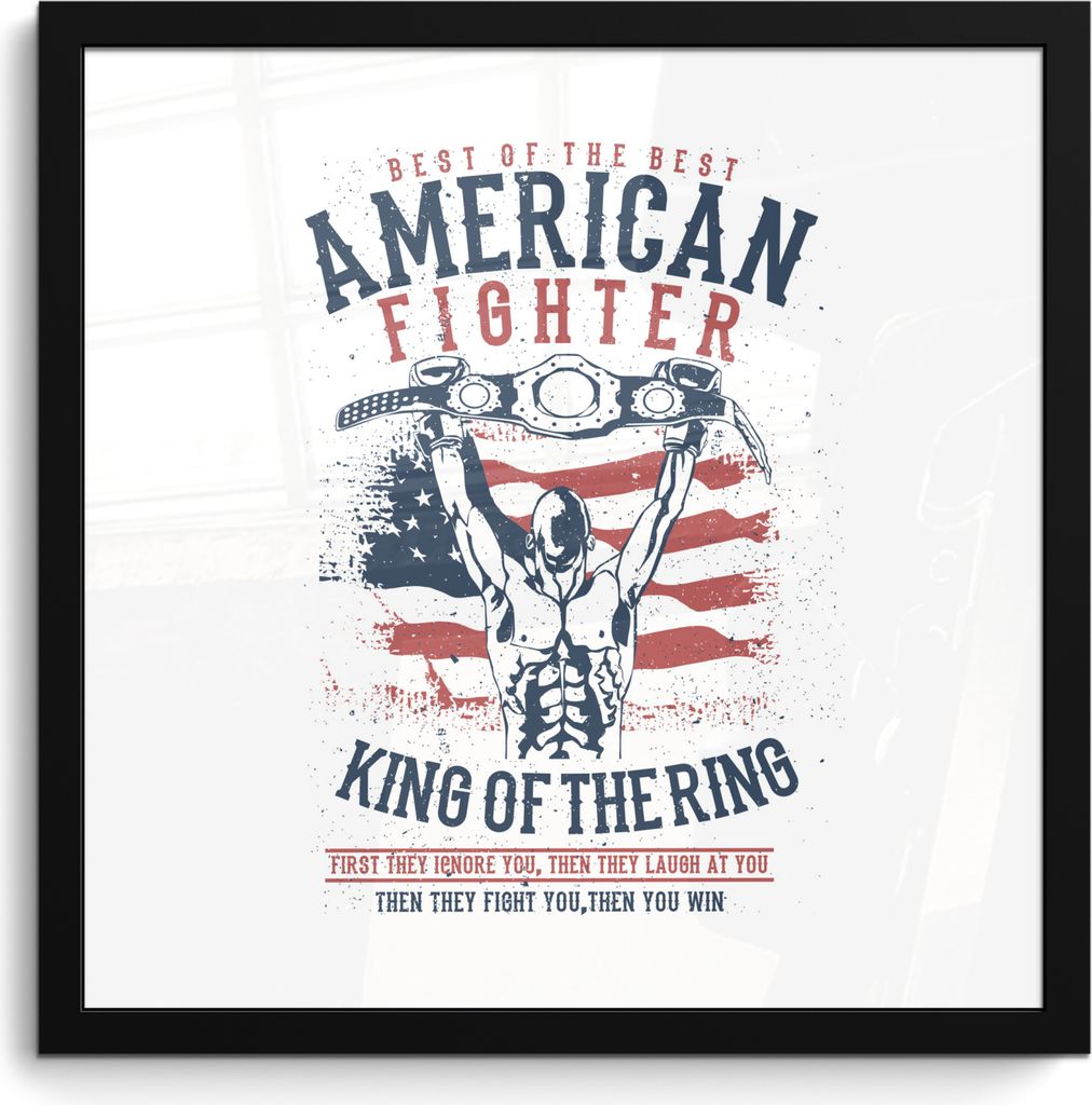 MuchoWow MuchoWow Gerahmtes Poster Mancave - Amerika - Boxen - Altmodisch 40x40 cm - Poster mit zchwarzem Bilderrahmen - Mit Rahmen - Wanddekor...