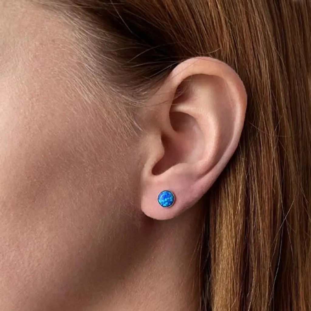 Orecchini in argento con opale sintetico blu 11001.3 blu