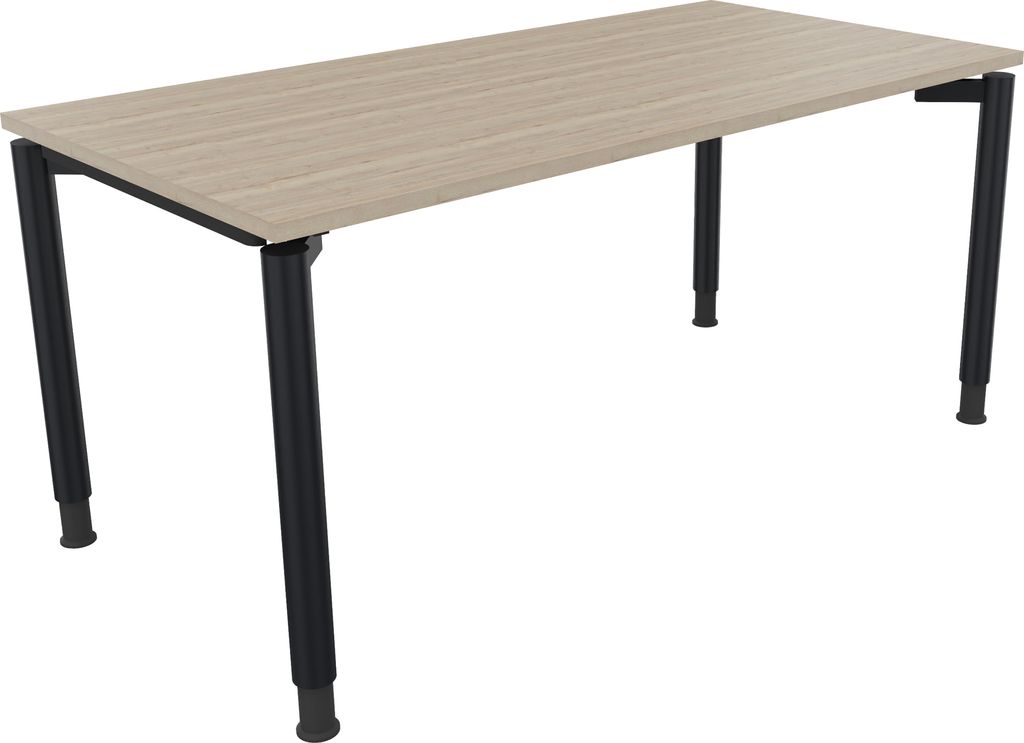 Schreibtisch Vierfuß Rundrohr B1600xT800xH680-820 an/Eiche Natur