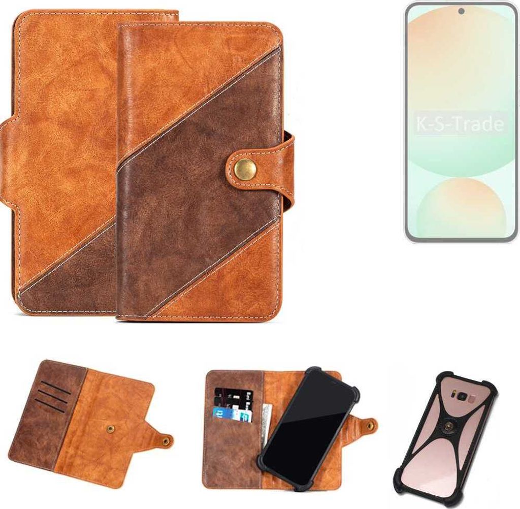 K-S-Trade Handyhülle Schutzhülle Bookstyle Case Wallet-Case kompatibel mit Samsung Galaxy S24 FE Cover Klapphülle Kantenschutz Smartphone