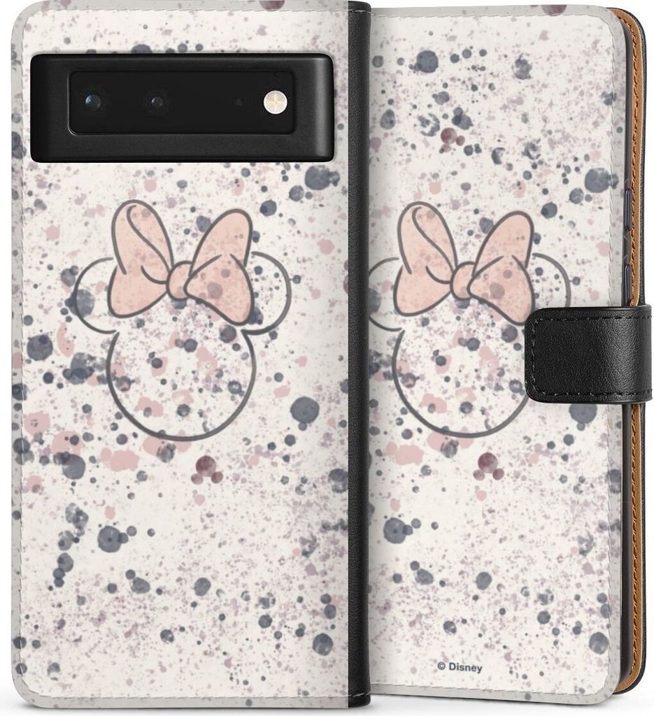 DeinDesign Klapphülle für Google Pixel 6 Handytasche Lederhülle Tasche Disney Minnie Mouse Wasserfarbe
