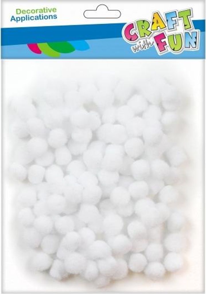 Pompon decorativi bianchi 120pz/1cm CRAFT WITH FUN 463921 Immagine del prodotto 