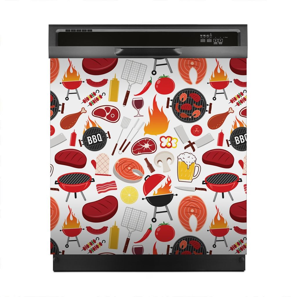 Aufkleber sticker 60x60 cm Dekorative folie Spülmaschine - BBQ Fleisch Gemüse cafe