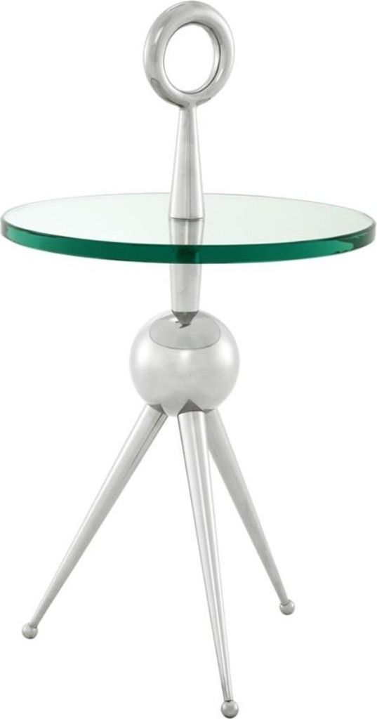 Casa Padrino Beistelltisch in silber mit Glasplatte 40 x H. 72 cm - Luxus Hotel Tisch