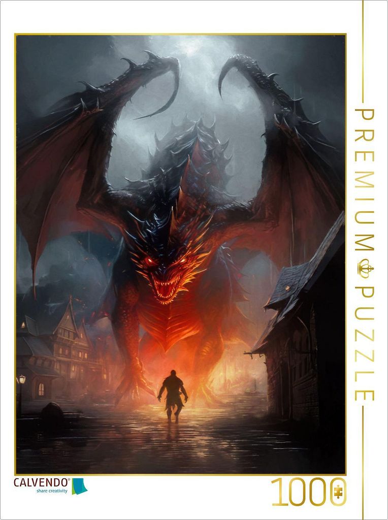 CALVENDO Puzzle Das Mittelalter mit Drachen, Rittern und Burgen | 1000 Teile Lege-Größe 64x48cm Foto-Puzzle für glückliche Stunden