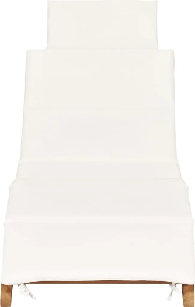 Transat de jardin pliable en bois de teck massif et assise blanc crème