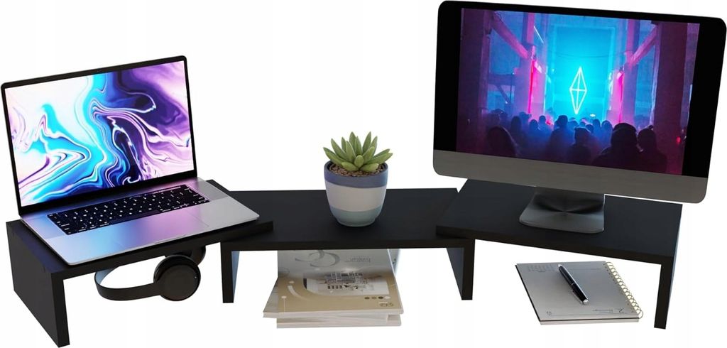 Stojan na monitor - dvojitý - výška 12,6 cm - výškovo Obrázok produktu 