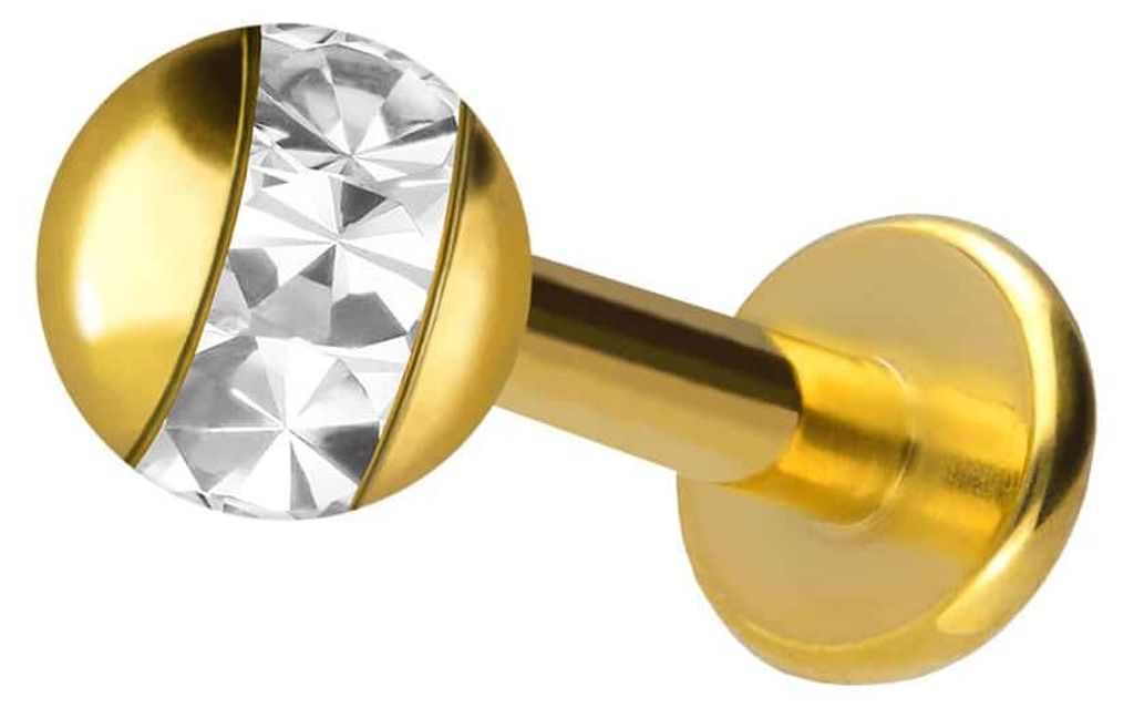 Ohrpiercing, Nasenpiercing Chirurgenstahl Labret EPOXY-RING-KUGEL Gold Stablänge: 6mm + Stabstärke: 1,6mm + Kugelgröße: 4mm