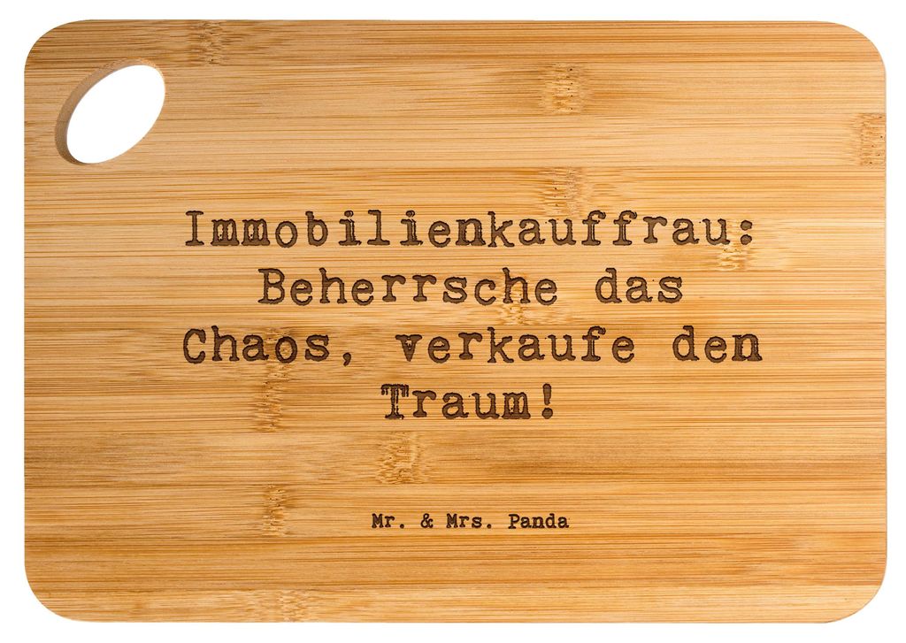 Mr. & Mrs. Panda Frühstücksbrett Spruch Immobilienkauffrau - Transparent - Geschenk, kreative Geschenke, Berufsprodukte, holzschneidebrett, Beruf...