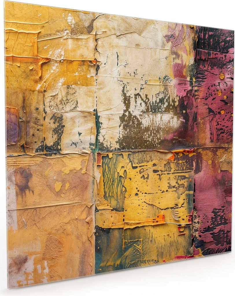 Küchenrückwand Spritzschutz Glas mit Motiv Kunst Collage Textur 40 x 40 cm