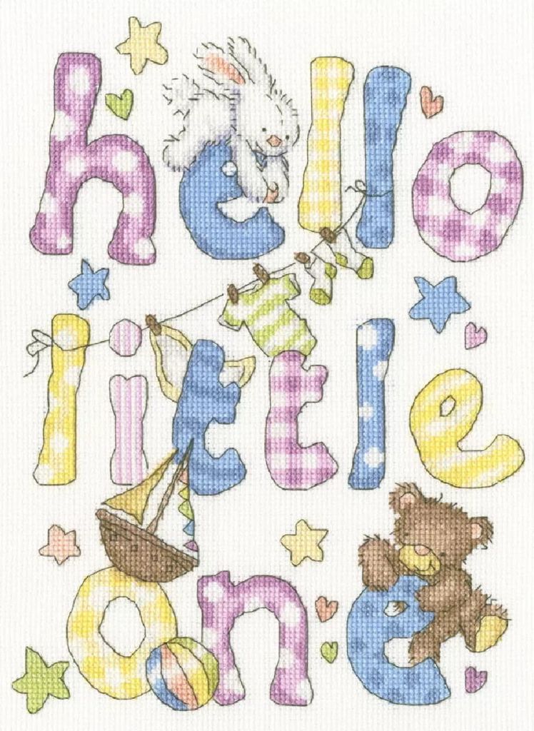 Bothy Threads Kreuzstich Stickpackung "Hallo Kleines", Zählmuster, XKG17, 19x26cm