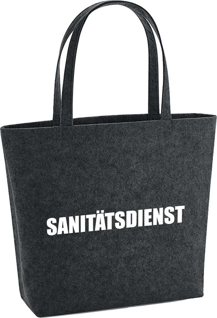 Huuraa Filzshopper Sanitätsdienst Schriftzug 22 Liter Charcoal Melange Filztasche Geschenkidee
