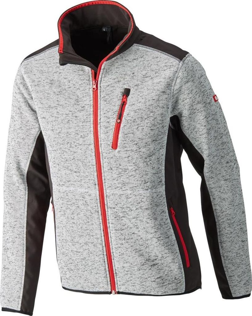 Strickjacke,Softshell,Gr.3XL,hellgrau-rot,FORTIS