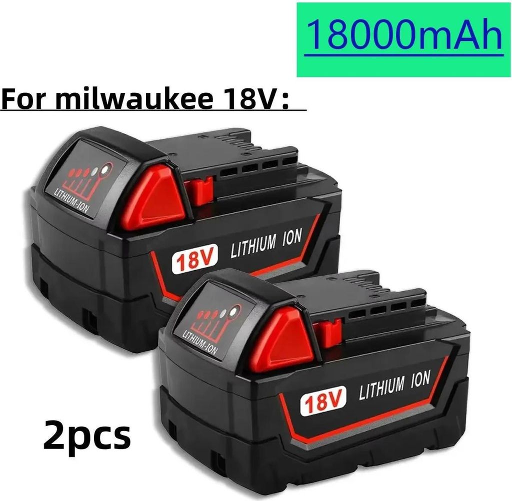 Elektrowerkzeug Akku - Ersatzakku - für M18 - 18V Li-Ion - 18000mAh - 2er-Set - 21700-Zellen - Ohne Ladegerät