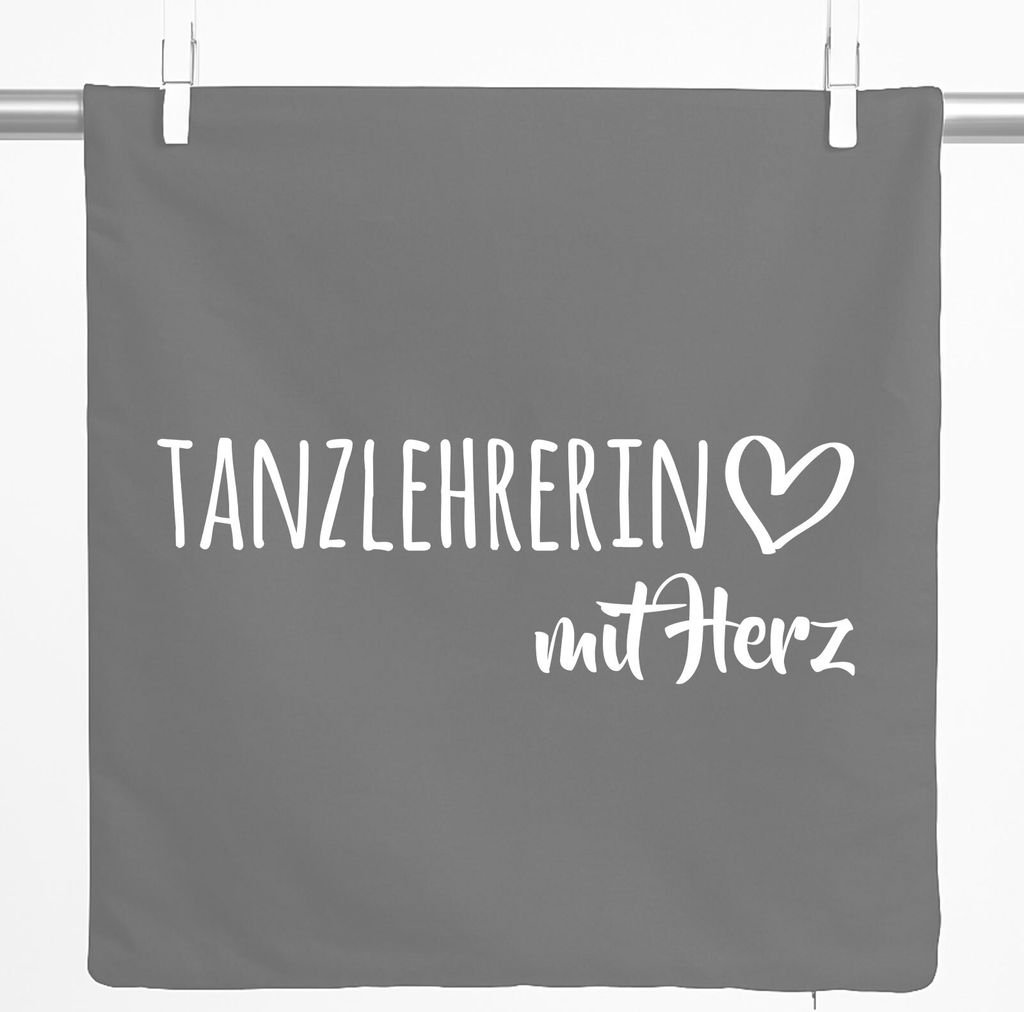 Huuraa Kissenbezug Tanzlehrerin mit Herz 40x40cm Steel Grey Baumwolle Dekokissenbezug Geschenkidee