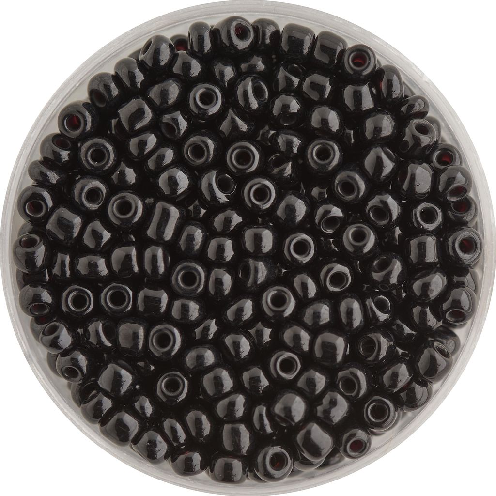Rocailles Glasperlen Schwarz Ø 2.5 mm, Opak Serie, mit Produktbild 